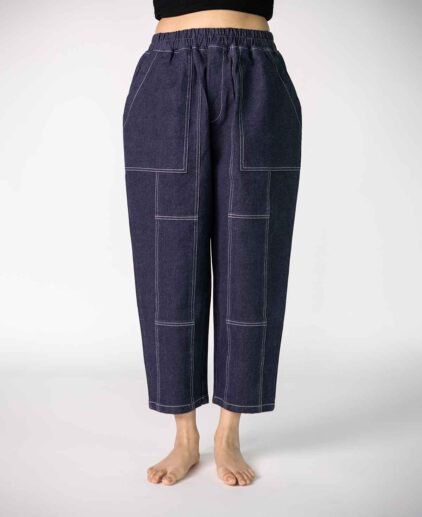 Zeda’s Unisex All Day Long Denim Pants with 4way stretch  - Navy Lilac