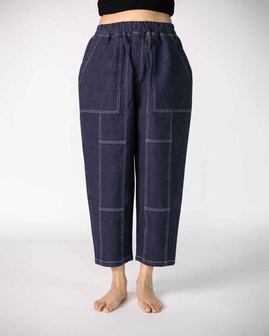Zeda’s Unisex All Day Long Denim Pants with 4way stretch  - Navy Lilac